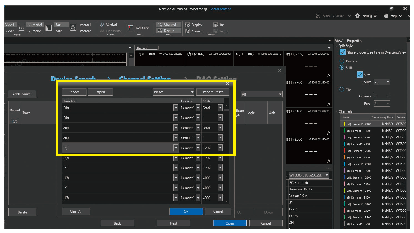 Figure 10. Example of setting waveform (graph) data parameters