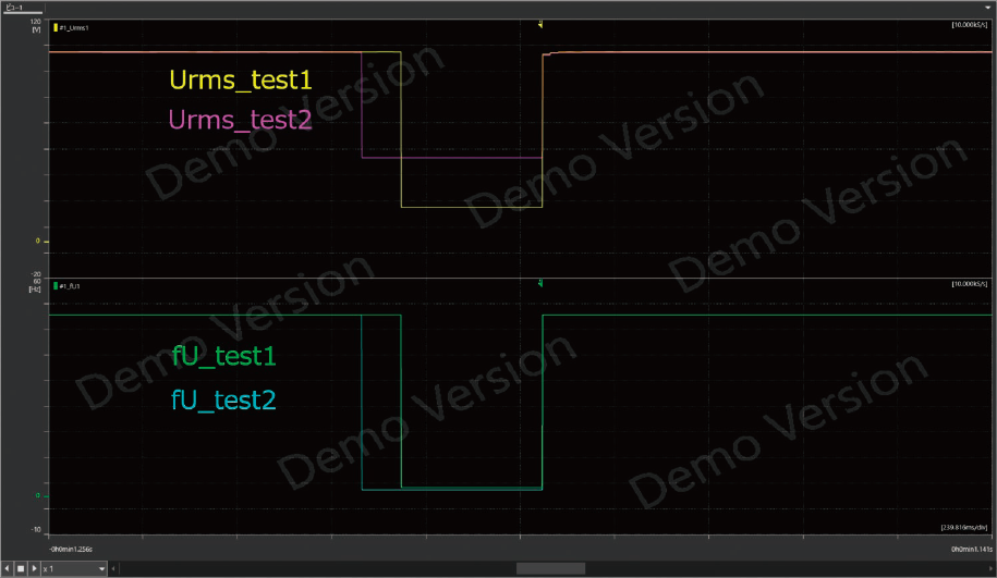 Figure 10. Example of two files displayed using the trigger position as a reference point